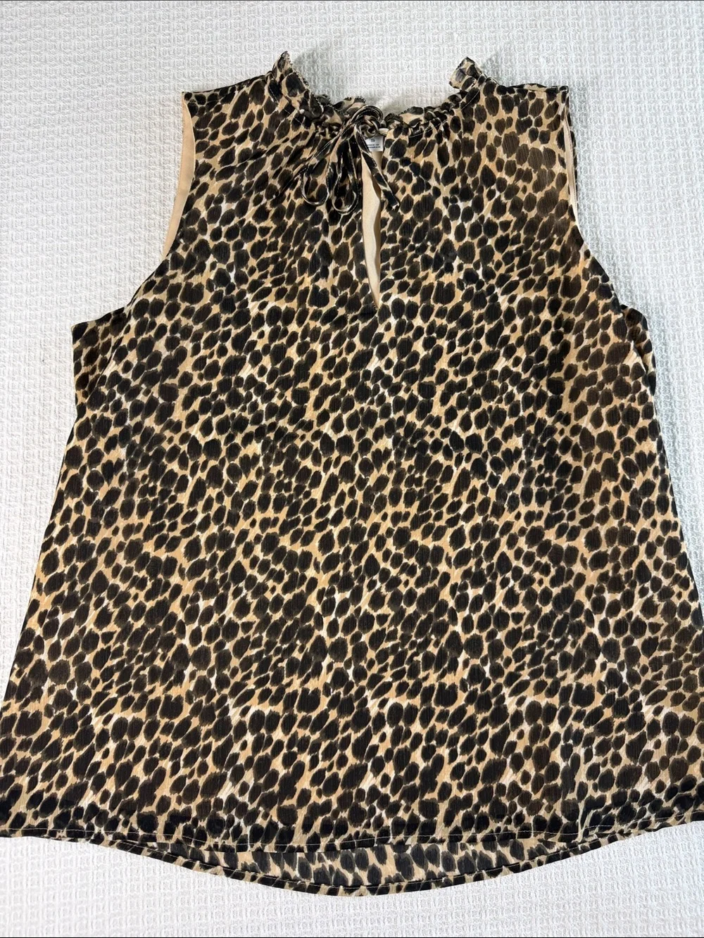 J Crew leopard print tie neck sheer lined blouse size small